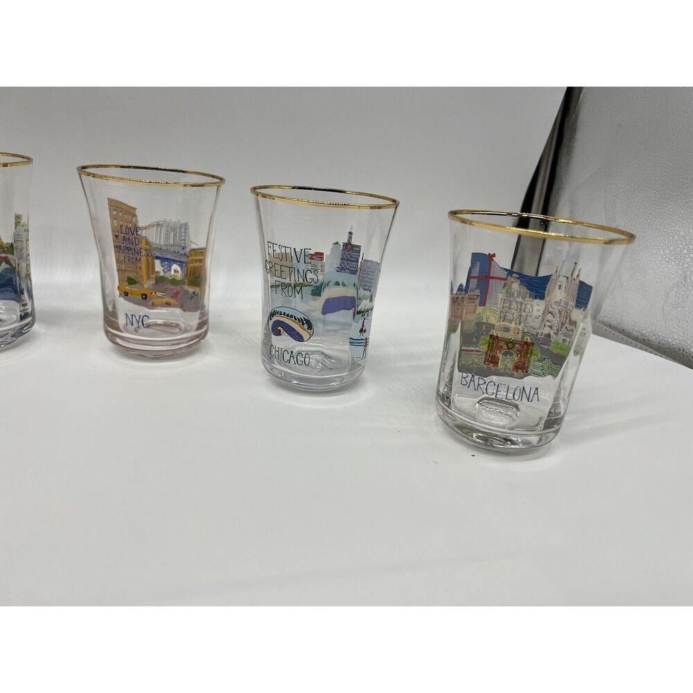 Anthropologie Holiday In The City Juice Glass Drinking Glasses 2024 Full Set - Picture 10 of 16